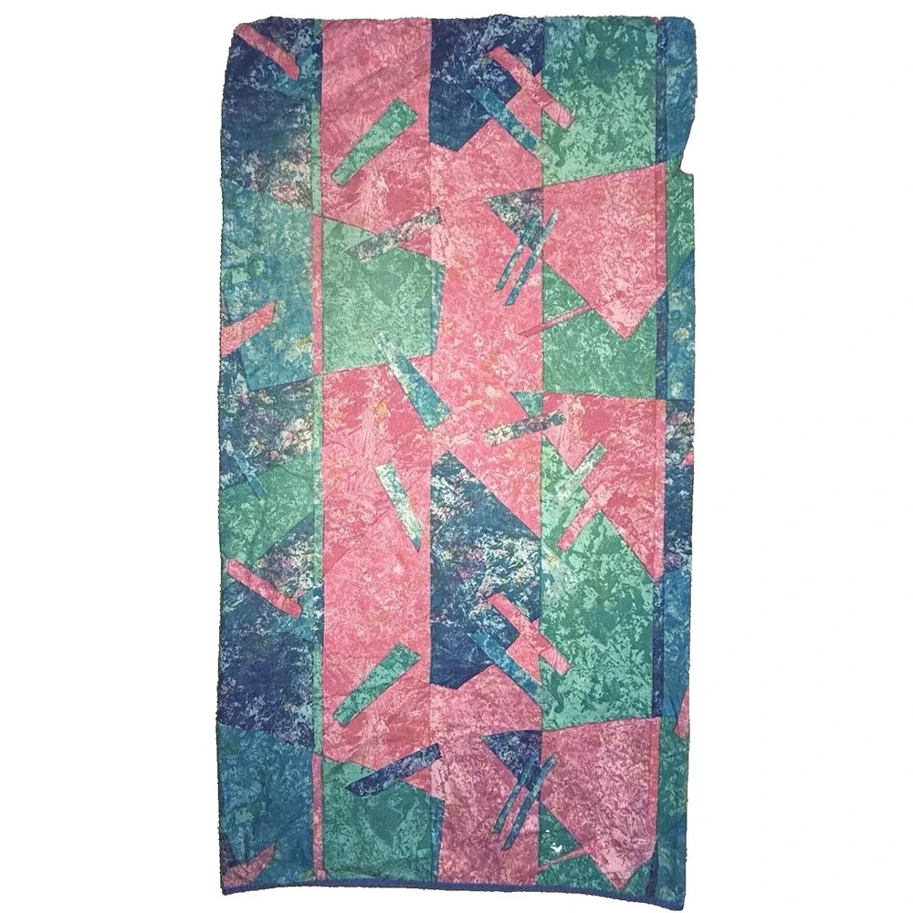 Springmaid Pillowcase Set Jewel Marble KING Geo Abstract‎ Vtg Memphis Blue Pink